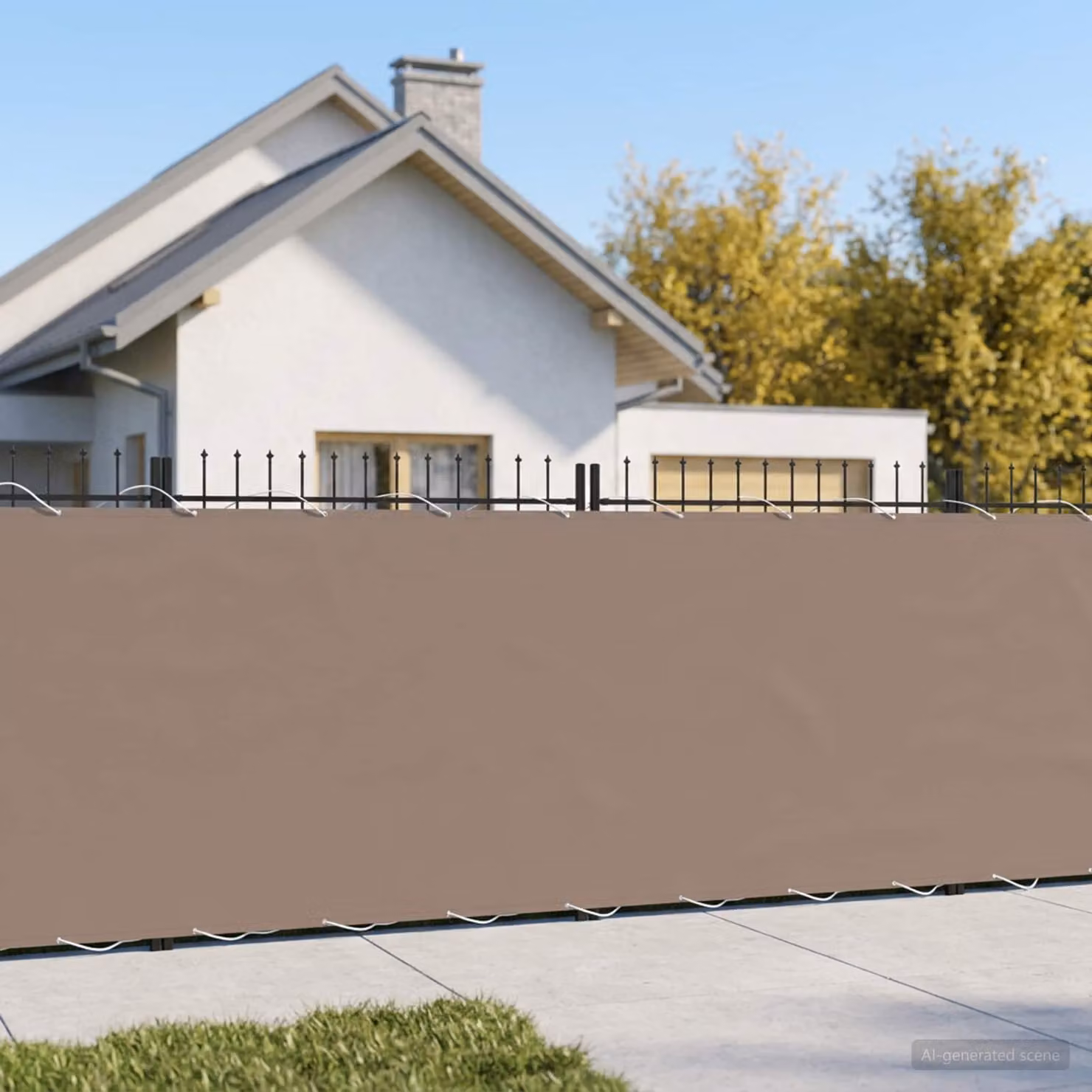 Schermo di privacy per balcone vidaXL in poliestere, beige o marrone, L: 15 m, H: 1,5 m
