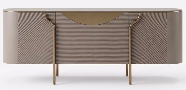 Lussuosa credenza beige in legno, credenza, comò, mobili da sala da pranzo