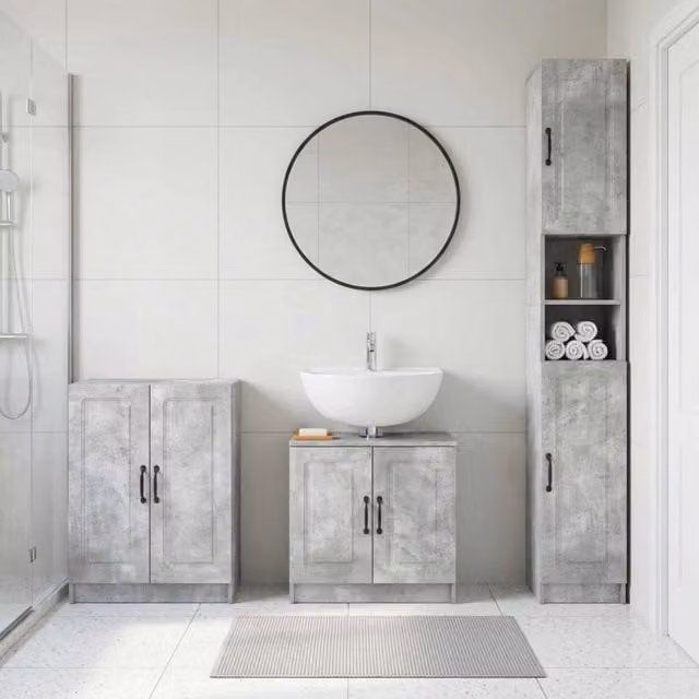 Set di armadietti da bagno in 3 pezzi UTRECHT Grigio Cemento 3417489
