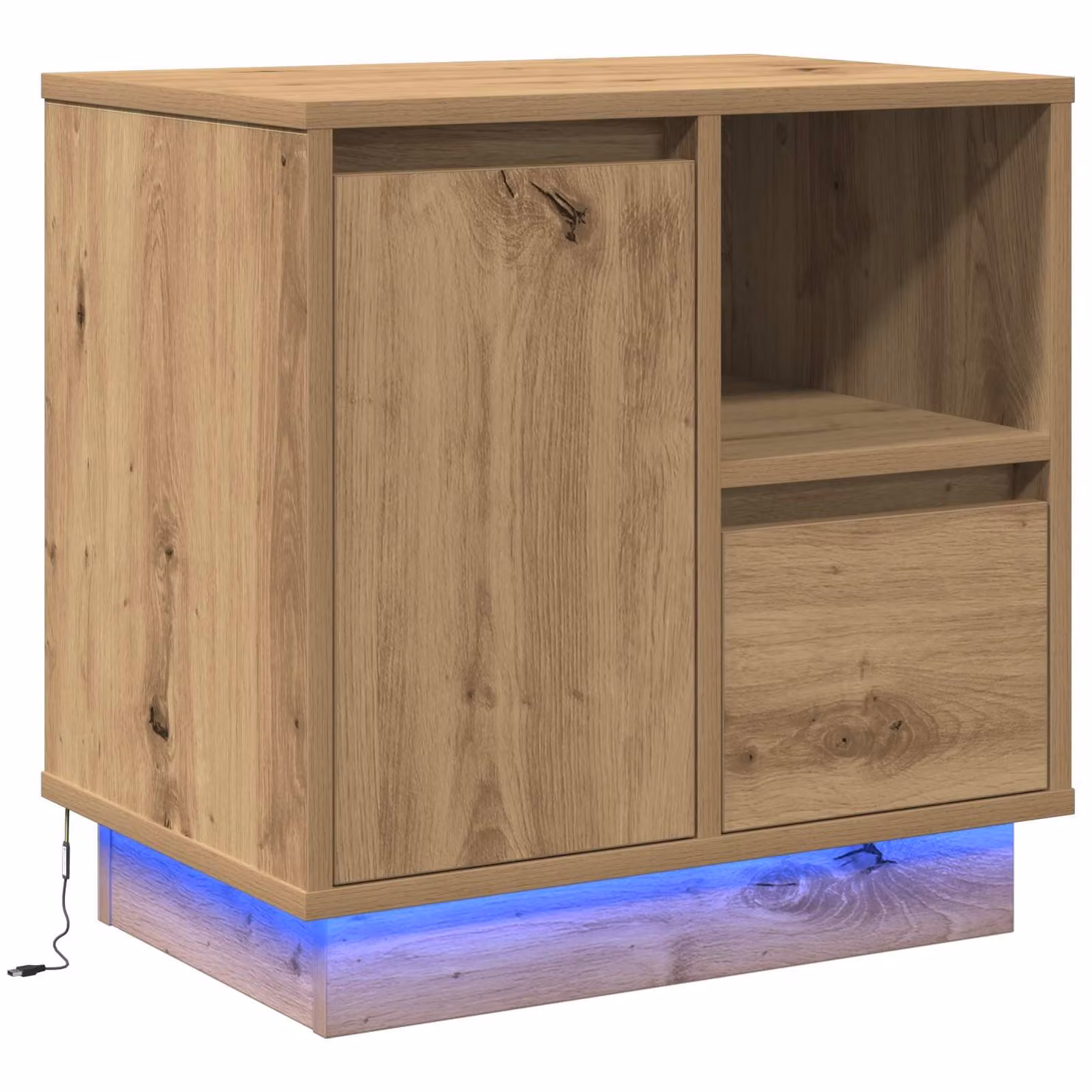 Armadio da notte moderno vidaXL in legno color marrone con illuminazione integrata L 50 cm x P 34,5 cm x H 50 cm