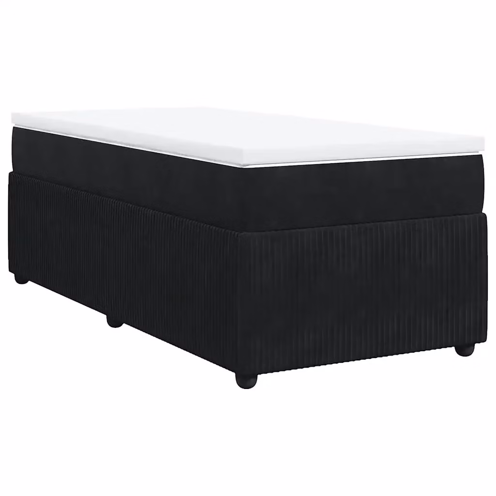 Letto Ibrido vidaXL con Giroletto a Molle e Materasso in Velluto Nero, L 100 x P 200 cm – 2