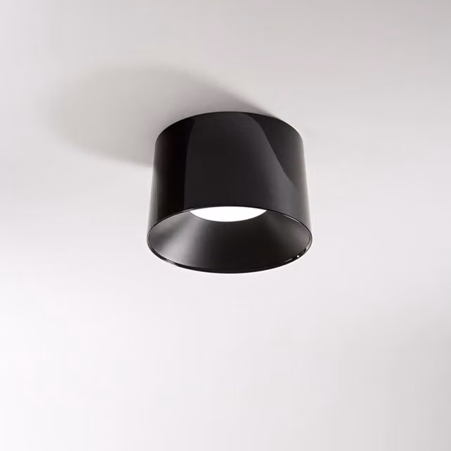 Plafonera Moderna Hole Metallo Nero Lucido Led 36W Dimmerabile Ip20