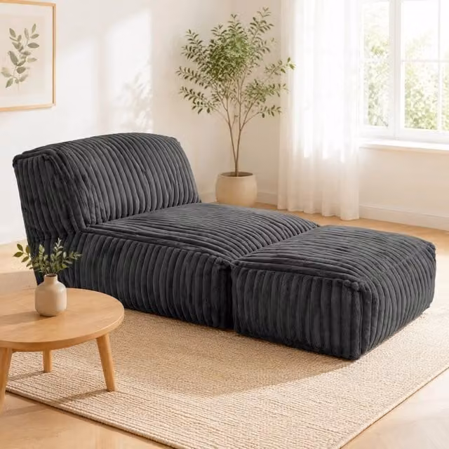 Poltrona da pavimento 102x89x88 cm con schienale regolabile in 5 posizioni in poliestere grigio chiaro