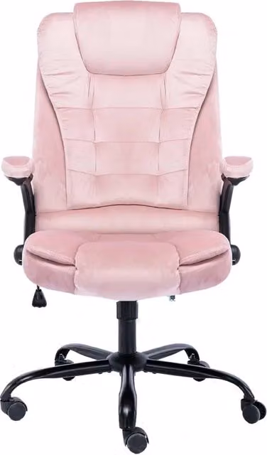 Sedia da Ufficio Moderna vidaXL in Velluto Rosa con Braccioli e Ruote L/P/H: 52 x 71 x 110 cm