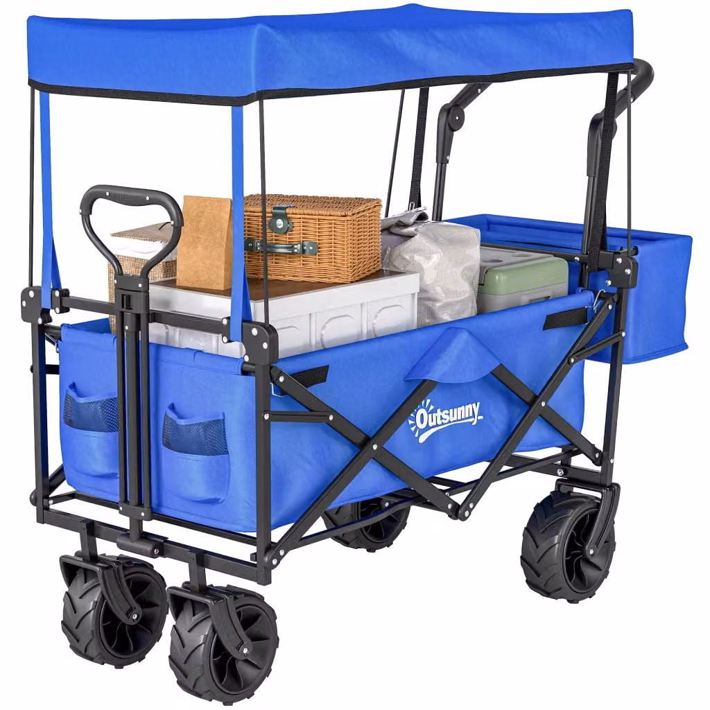 Carrello Pieghevole Minimal in Acciaio Blu L/P/H: 117 x 55 x 98 cm – 2