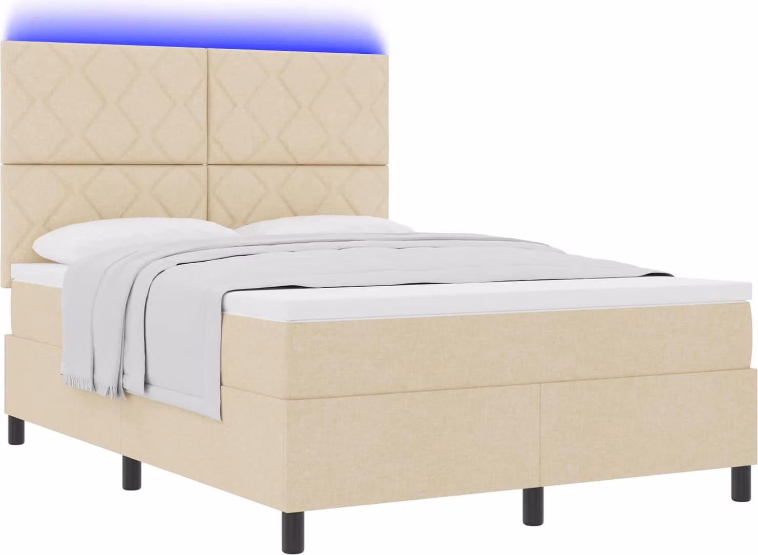 SYFAX™ Letto a molle con materasso con led Crema 160 x 200 cm Tessuto