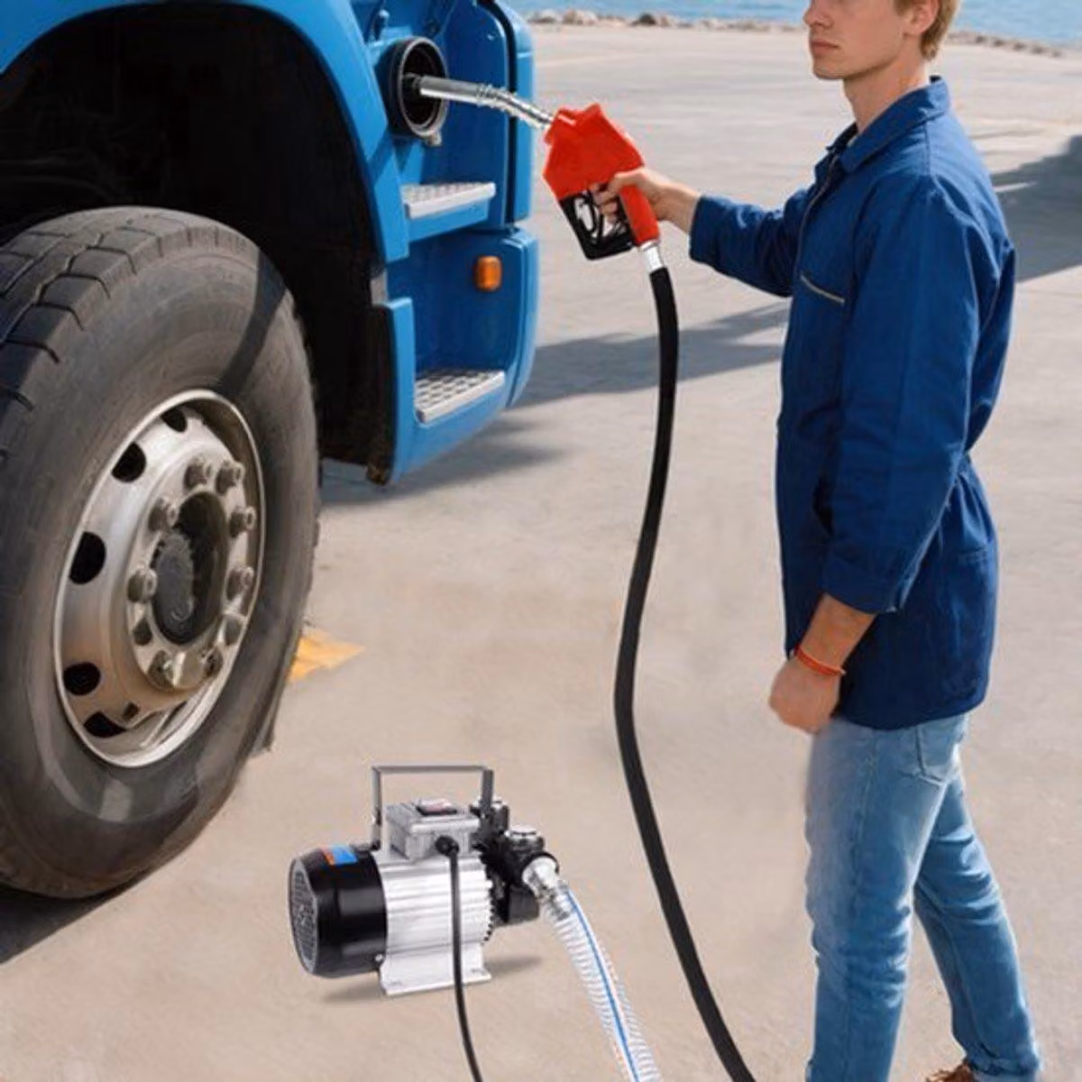 Pompa diesel – Autoadescante – 550 W – 60 litri/minuto – 230 V – Rossa – Adatta per gasolio e olio combustibile