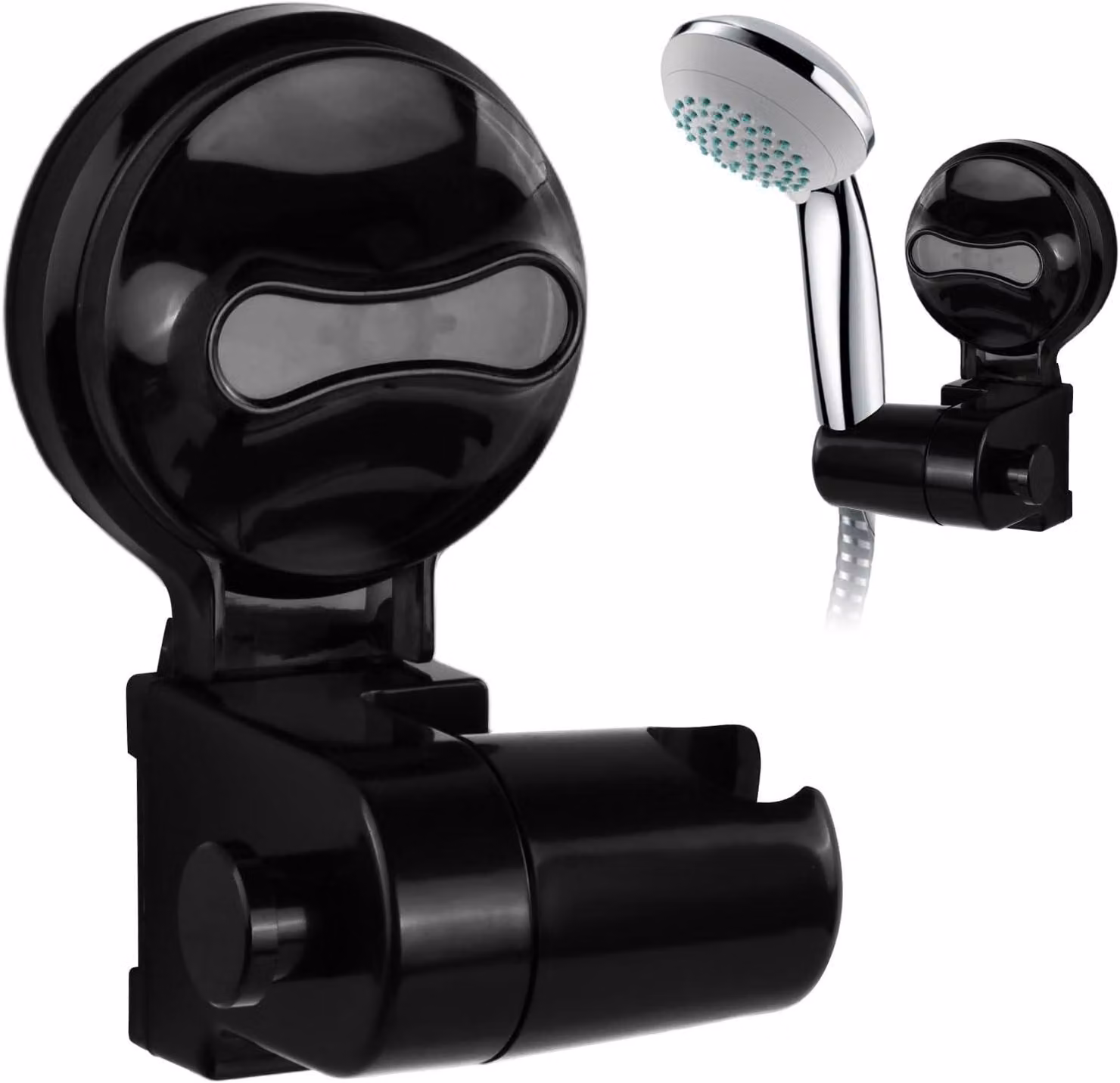 Supporto per soffione doccia, removibile, impermeabile, regolabile a 180°, con gancio, senza necessità di foratura, colore nero