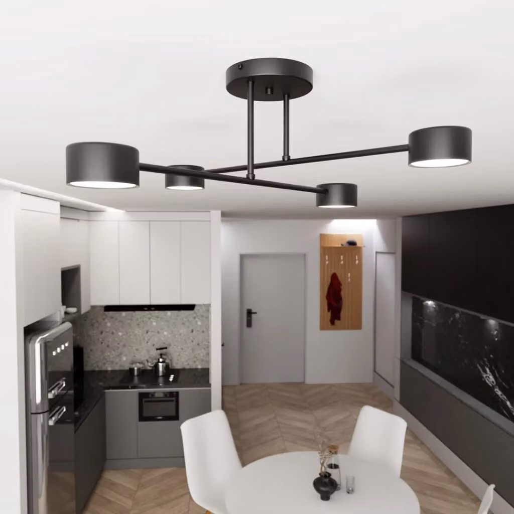 Plafoniera minimalista rotonda Emibig HALO nera con 4 lampadine GX53, L: 60 cm, P: 60 cm, H: 20 cm – 2