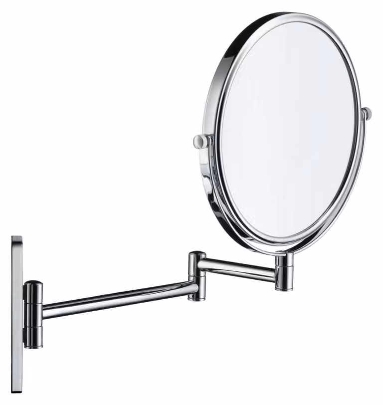 Specchio da trucco, ingrandimento 1x/3x, rotazione a 360°, finitura cromata, dimensioni 203x330x310 mm
