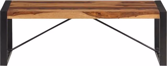 Tavolino da salotto rettangolare vidaXL in legno massello di acacia e metallo, colore marrone, L 120 cm x P 60 cm x H 40 cm