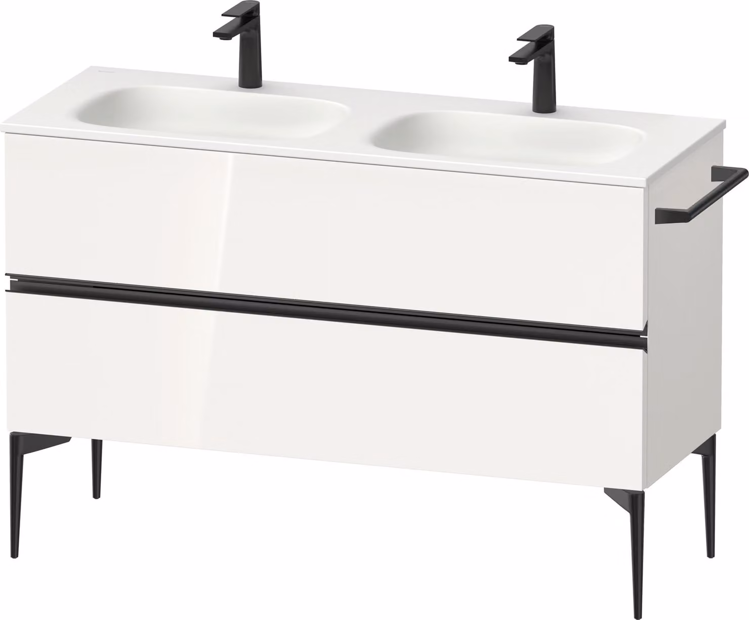 Duravit Sivida Meuble sous-lavabo, 2 tiroirs, poignée noire diamantée mate, 1280x477x592mm, pour Sivida, SV46540BD220000, SV46540BD220000