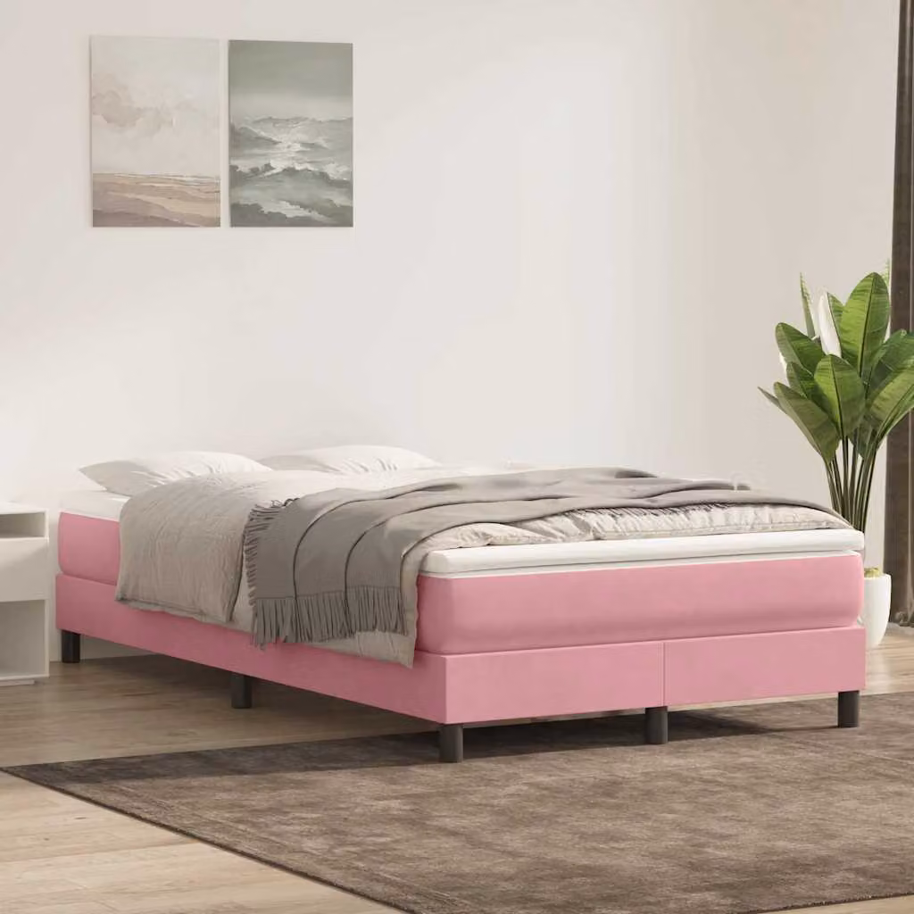 Letto a molle vidaXL in velluto rosa senza materasso L/P/H: 123 x 223 x 25 cm