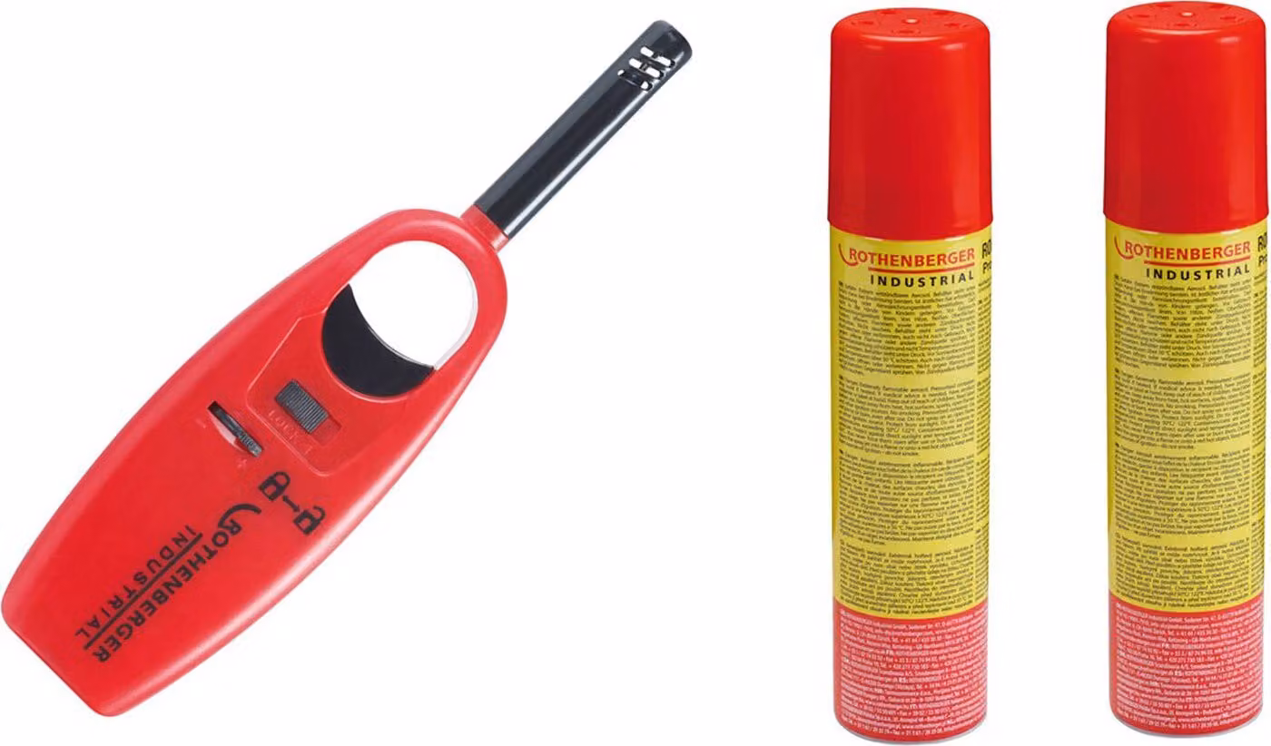 ROTHENBERGER Accendino industriale a gas mini incl. 2x Gas di ricarica 100 ml - 1500005168