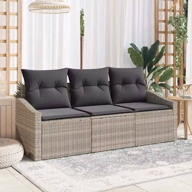 Set Divano da Giardino 3 pz Grigio chiaro polyrattan 3355251