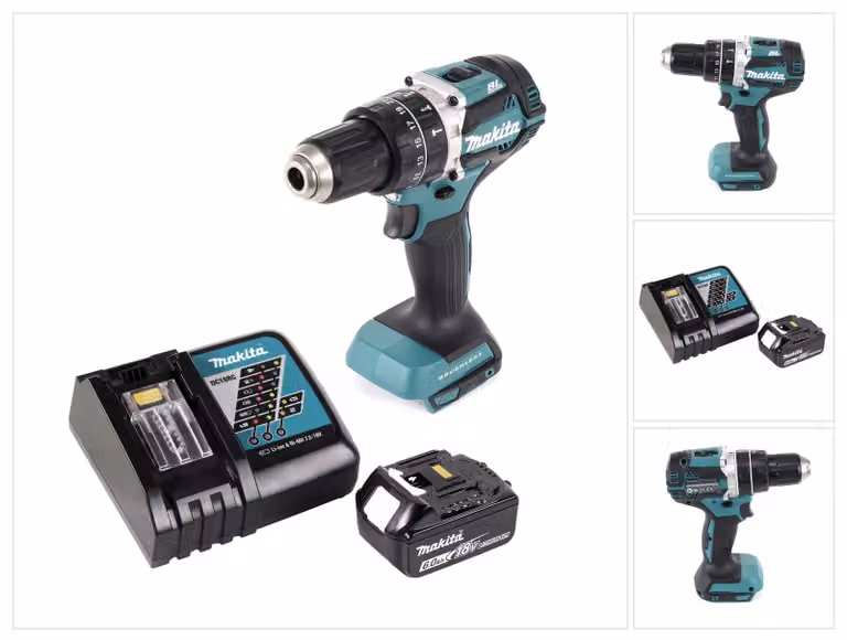 Trapano a percussione a batteria Makita DHP 484 RG1 18 V 54 Nm brushless + 1x batteria ricaricabile 6,0 Ah + caricabatterie