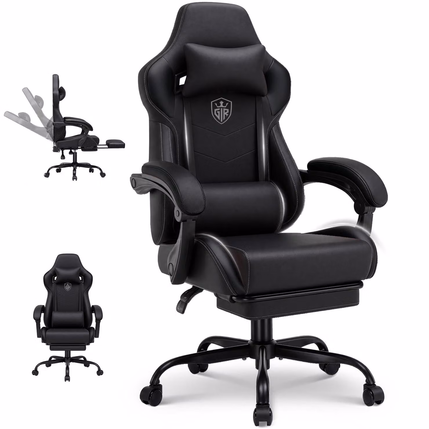 Sedia da gaming GTPLAYER, sedia da ufficio, poltrona da gaming con poggiapiedi, sedia da gaming ergonomica con braccioli regolabili, sedia da scrivania regolabile in altezza