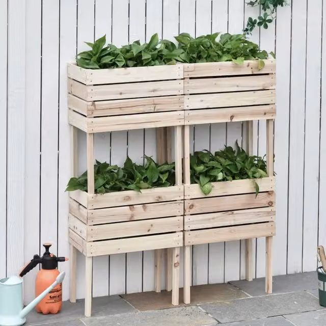 FIORIERA Rialzata Set 4 unità 50x30x60 cm Legno massello Naturale