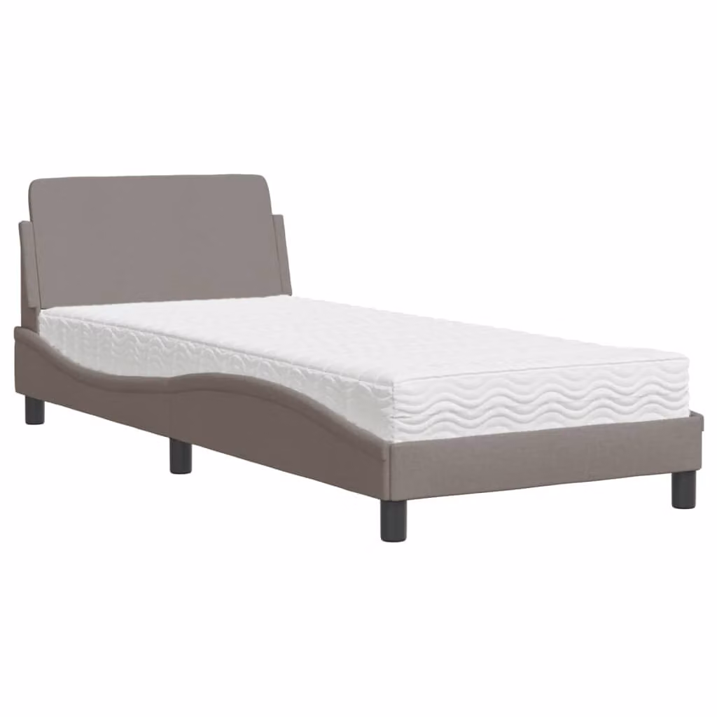 Letto con Materasso Dover Tortora 90x200 cm in Tessuto