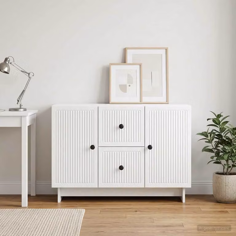 Credenza moderna vidaXL in legno ingegnerizzato bianco lucido L 89 x P 34,5 x H 60 cm
