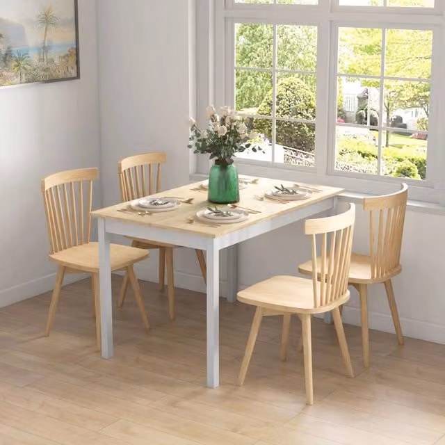 Tavolo da pranzo per 4 persone con piano effetto legno e struttura in pino naturale 120 × 75 × 75 cm