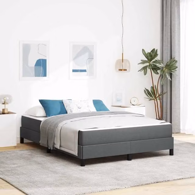 Letto a molle Grigio scuro 140 x 190 cm Tessuto 3398487