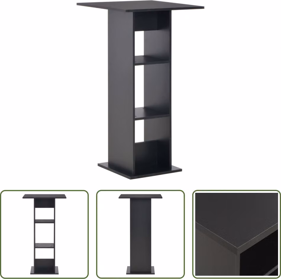 The Living Store Tavolo da bar nero 60x60x110 cm