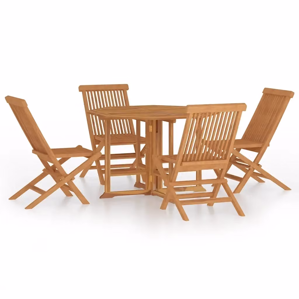 Set da pranzo pieghevole per esterni vidaXL in legno di teak marrone composto da 5 pezzi – 2