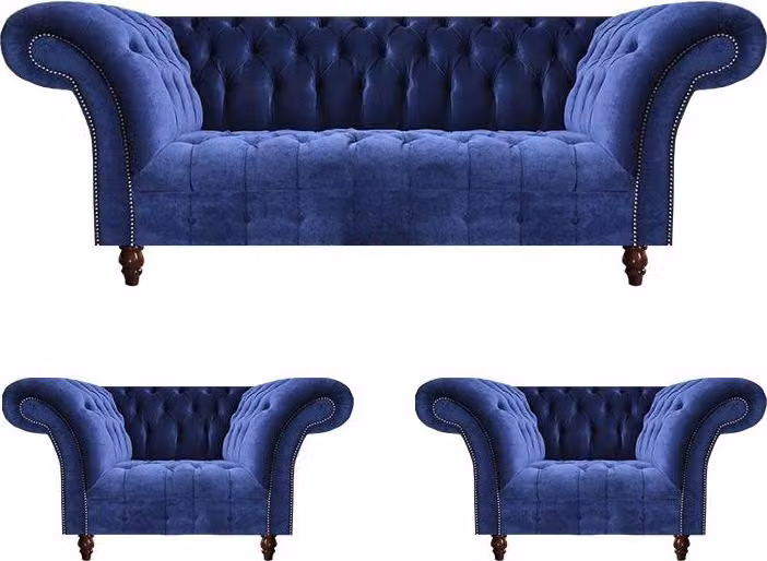 Chesterfield Sofagarnitur Couch 3tlg Polster Möbel Moderne Sitzgruppe