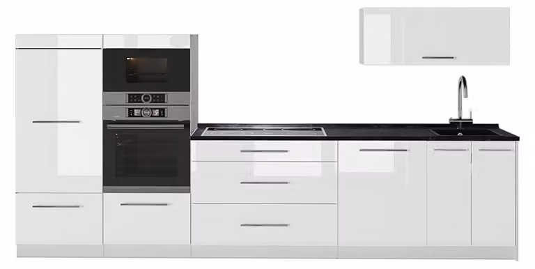 Cucina componibile Vicco Fame-Line Bianco lucido/Bianco 340 cm, PL Antracite, Model 64542