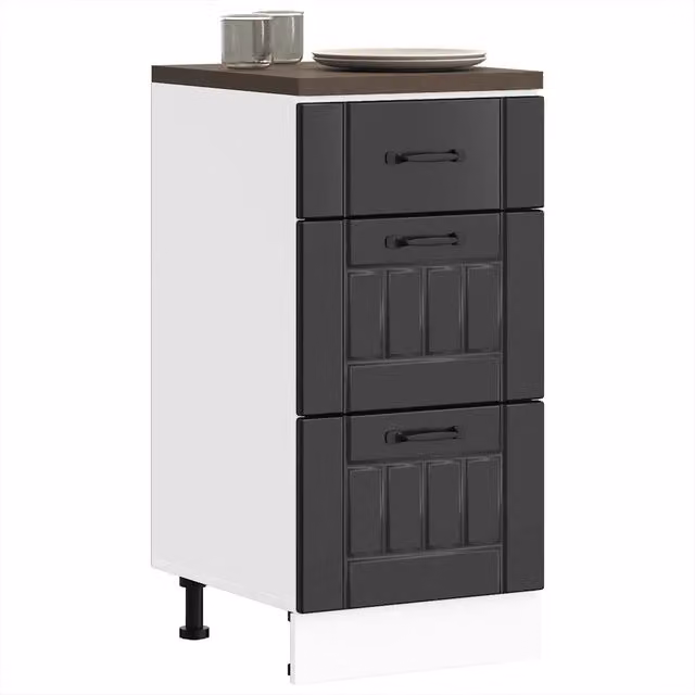 Mobiletto da cucina-Armadio da cucina "Lucca" Nero in legno ingegnerizzato 328783