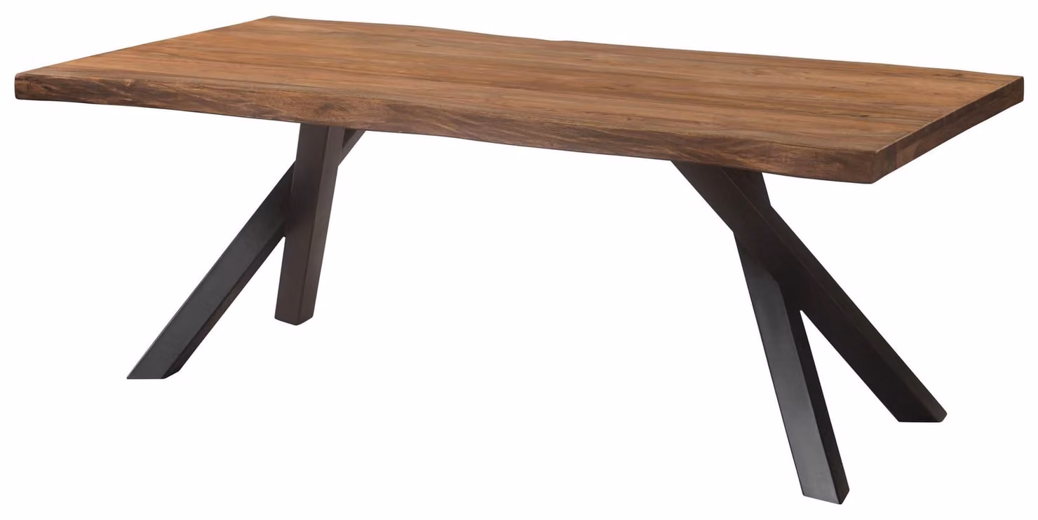 MASSIVMOEBEL24 | Tavolo da pranzo in legno di sheesham 220x100x76 verniciato grigio / gambe ad A antracite matt FREEFORM 5