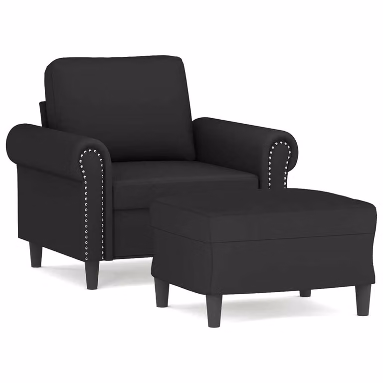 Poltrona con Poggiapiedi Nero 60 cm in Velluto