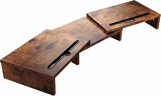 Supporto per monitor e laptop LORYERGO in legno marrone con scomparti multipli