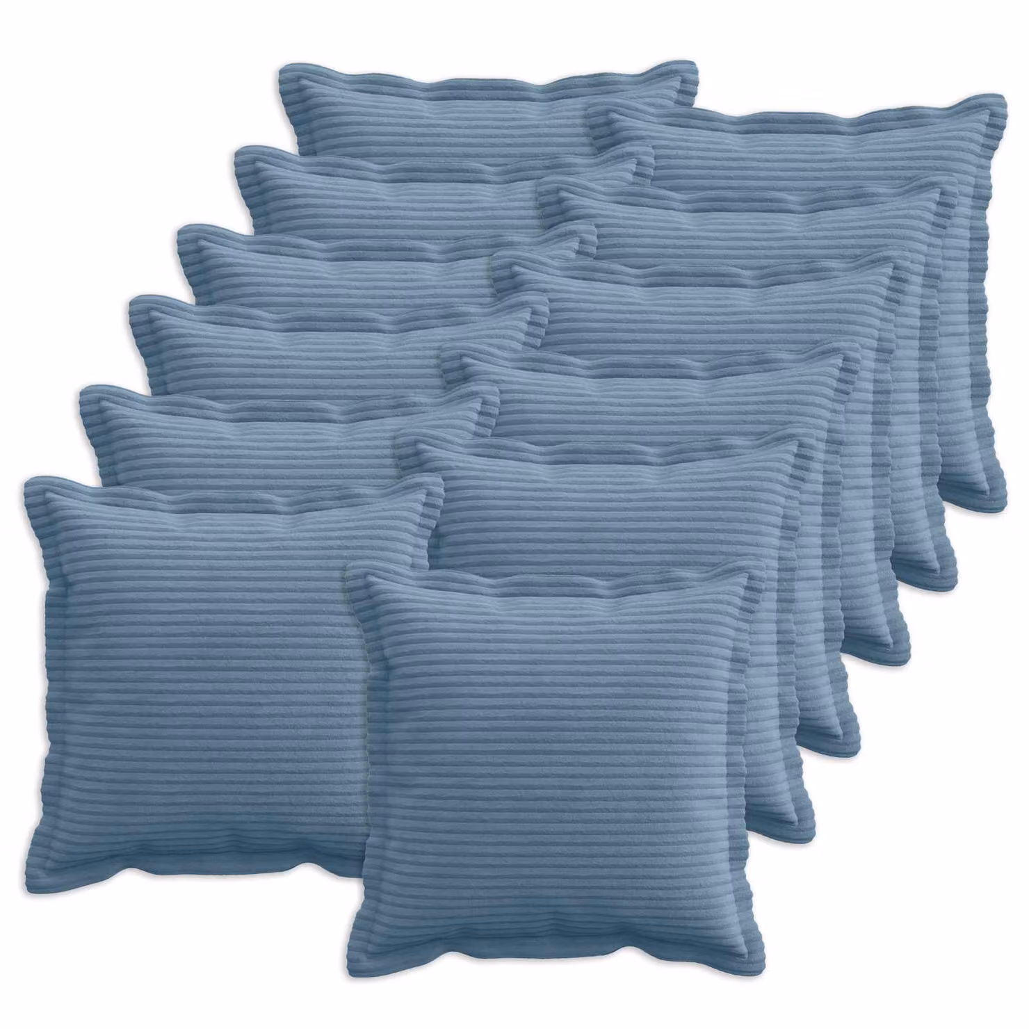 Set di 12 federe vidaXL HOUTEN in velluto a coste blu, L 45 x P 45 cm