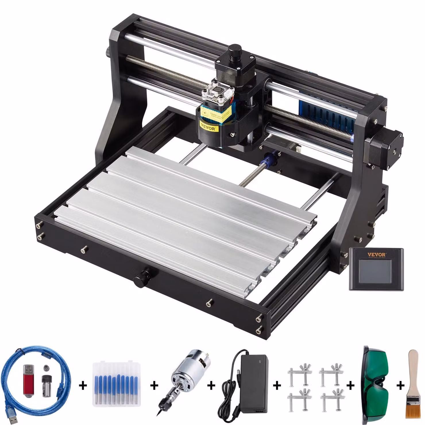 VEVOR 2500 mW CNC 3018 Macchina per incisione fai da te Pro 300x180x45 mm Macchina per incisione a 3 assi Mini incisore con scheda di controllo GRBL e controller offline
