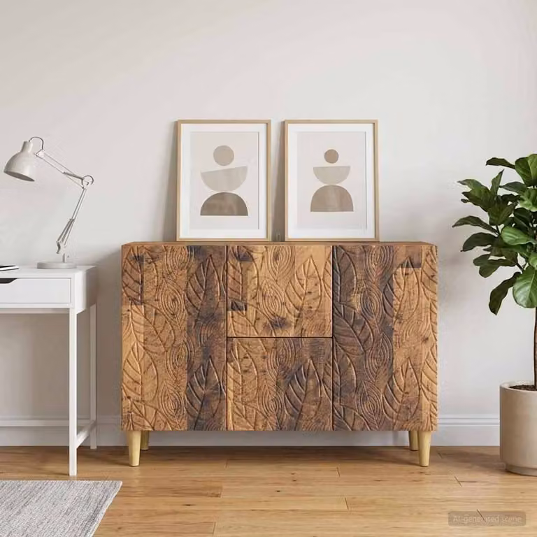 Credenza moderna vidaXL in legno di eucalipto e MDF, colore marrone, L 89 x P 34,5 x H 60 cm