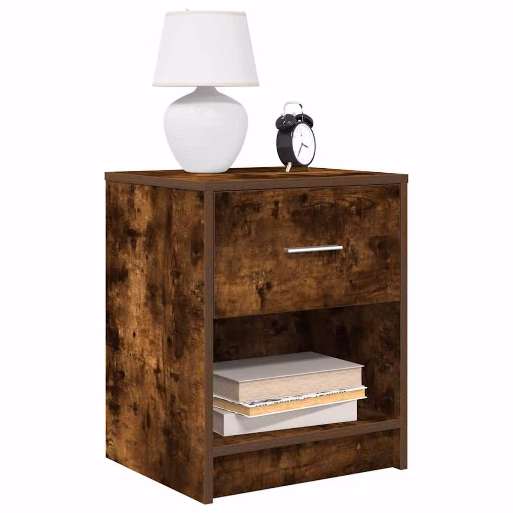Comodino con Cassetto vidaXL in Rovere Fumo, Moderno, Marrone, L 40 cm x P 34 cm x H 50 cm