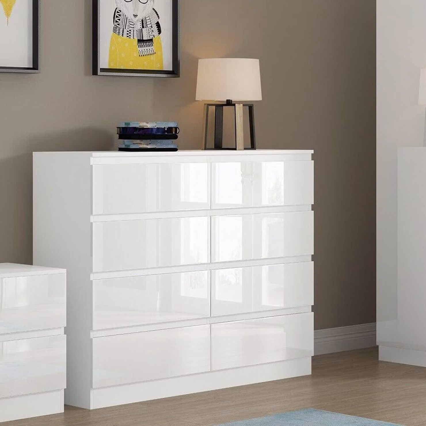 Credenza Kenji 8 cassetti bianco lucido