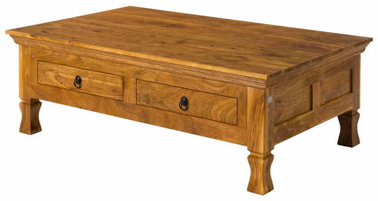 MASSIVMOEBEL24 | tavolino da salotto in legno di Acacia 120x75x40 miele dorato laccato OXFORD #0445