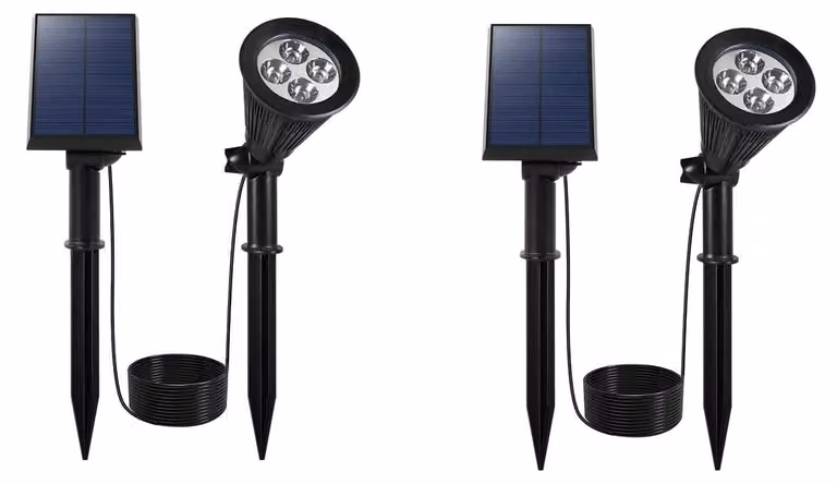 Set di 2 faretti solari 2-in-1, dimmerabili, luce bianca fredda, 42 cm