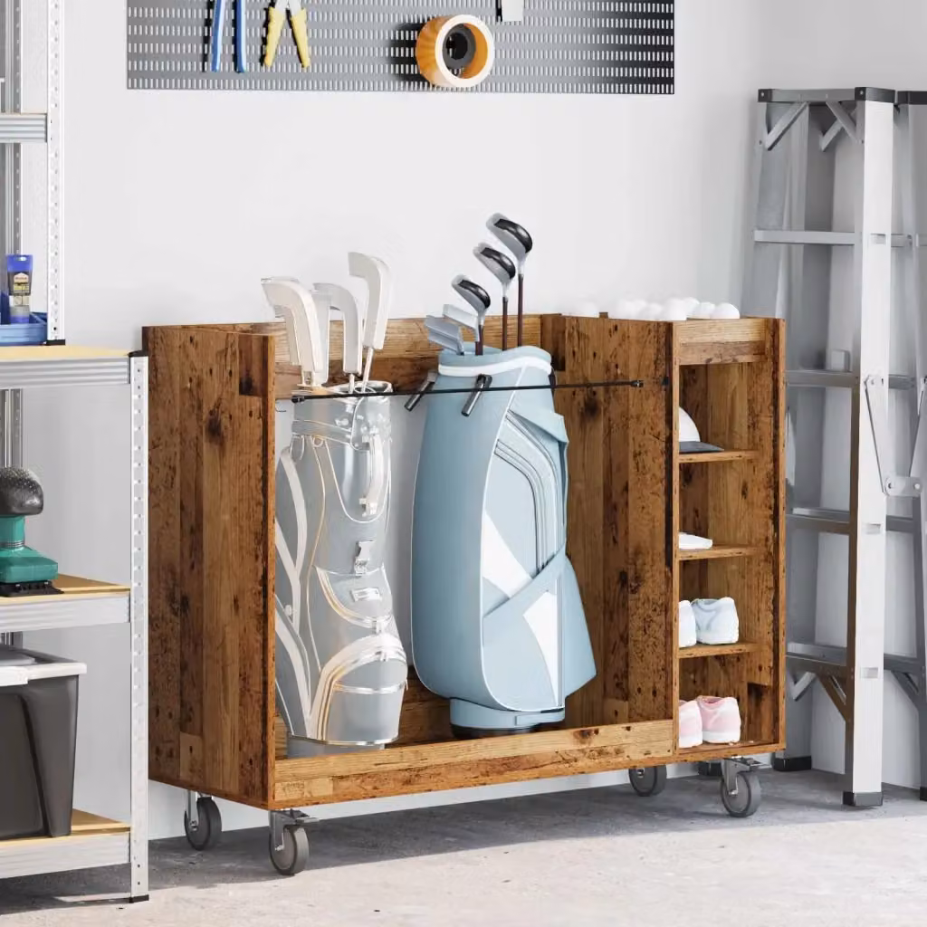 Armadio per Golf DESIGN IN in Legno Vecchio Marrone con Ruote, L: 120 cm, P: 45 cm, H: 98 cm – 2