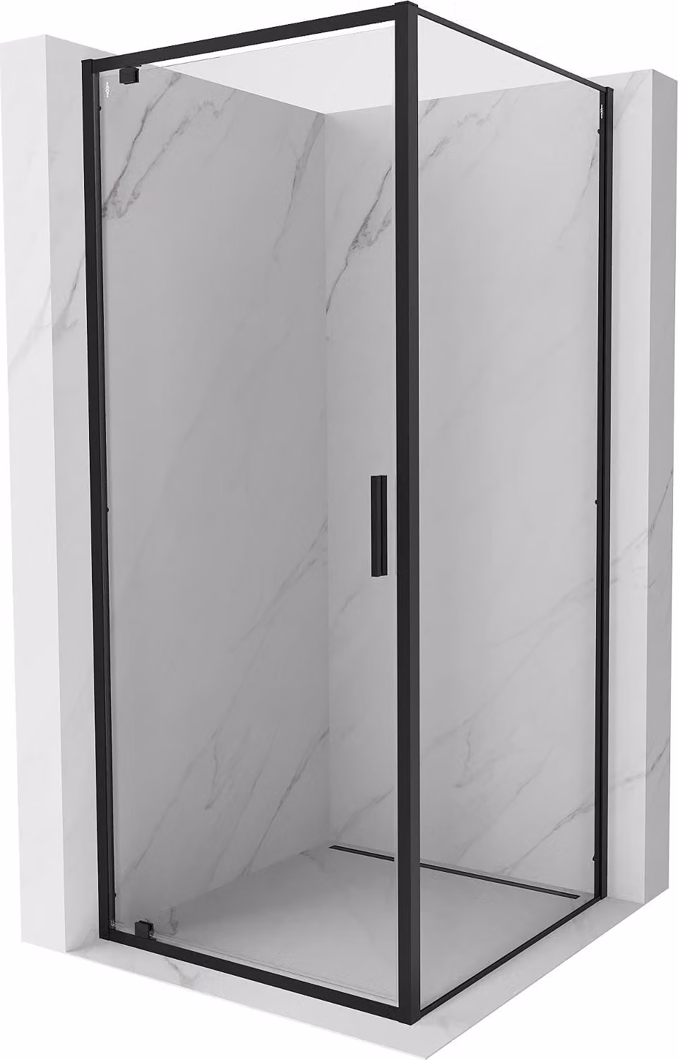 Mexen Exo cabina doccia a battente 80 x 80 cm, trasparente, nera - 8181-080-080-70-00