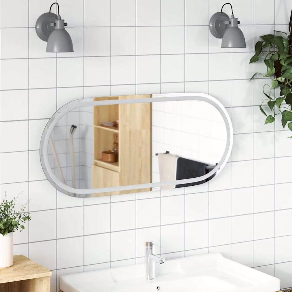 Specchio da bagno ovale con luce LED vidaXL L: 100 cm, P: 45 cm
