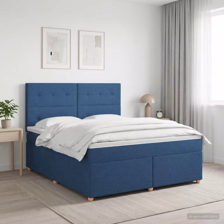 Maison Exclusive - Letto boxspring con materasso e testiera blu 140 x 200 cm Tessuto
