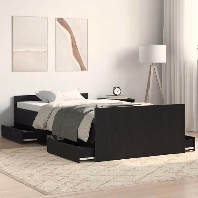 Struttura letto con cassetto vidaXL in legno nero L/P/H: 193 x 93 x 50 cm – 1