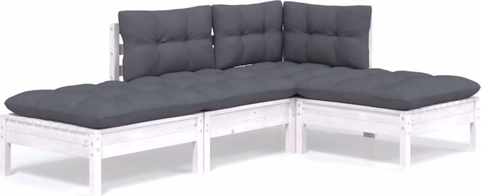 Set Salotto da Giardino 4 pz con Cuscini Legno Massello di Pino