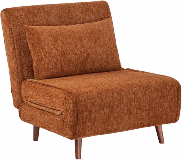 Poltrona letto convertibile in tessuto ciniglia, terracotta