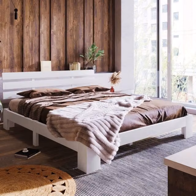letto in legno massello bianco 144 x 210 cm