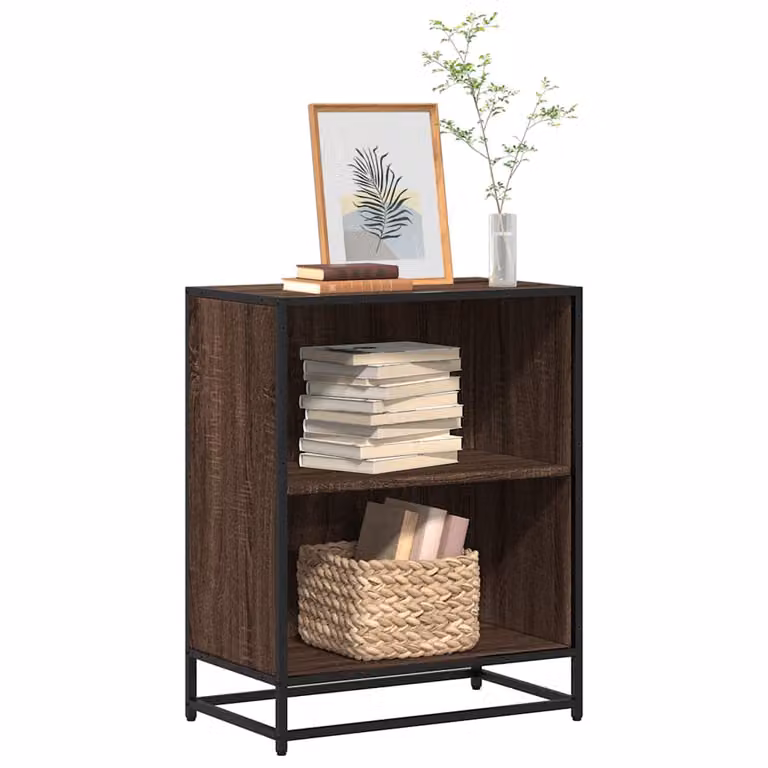 Libreria stile industrial vidaXL in legno e metallo marrone, L 60 cm, P 35 cm, H 76 cm